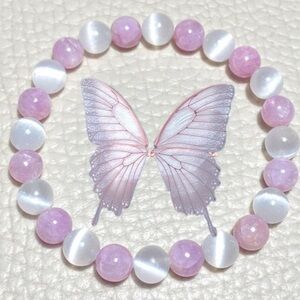 🆕New Pain Relief-Selenite & Kuznite Crystal Gemstone Healing 8mm Bracelet